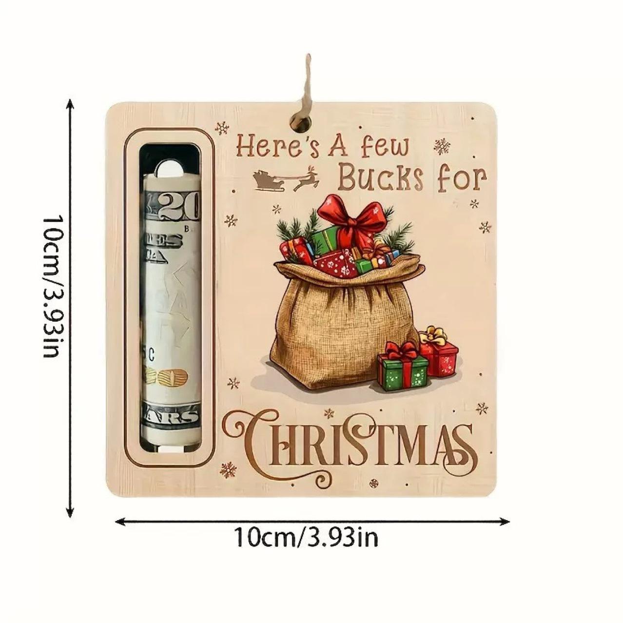 Christmas Money Holder Ornament - Wooden Santa Cash Gift Holder for Holiday Gifting