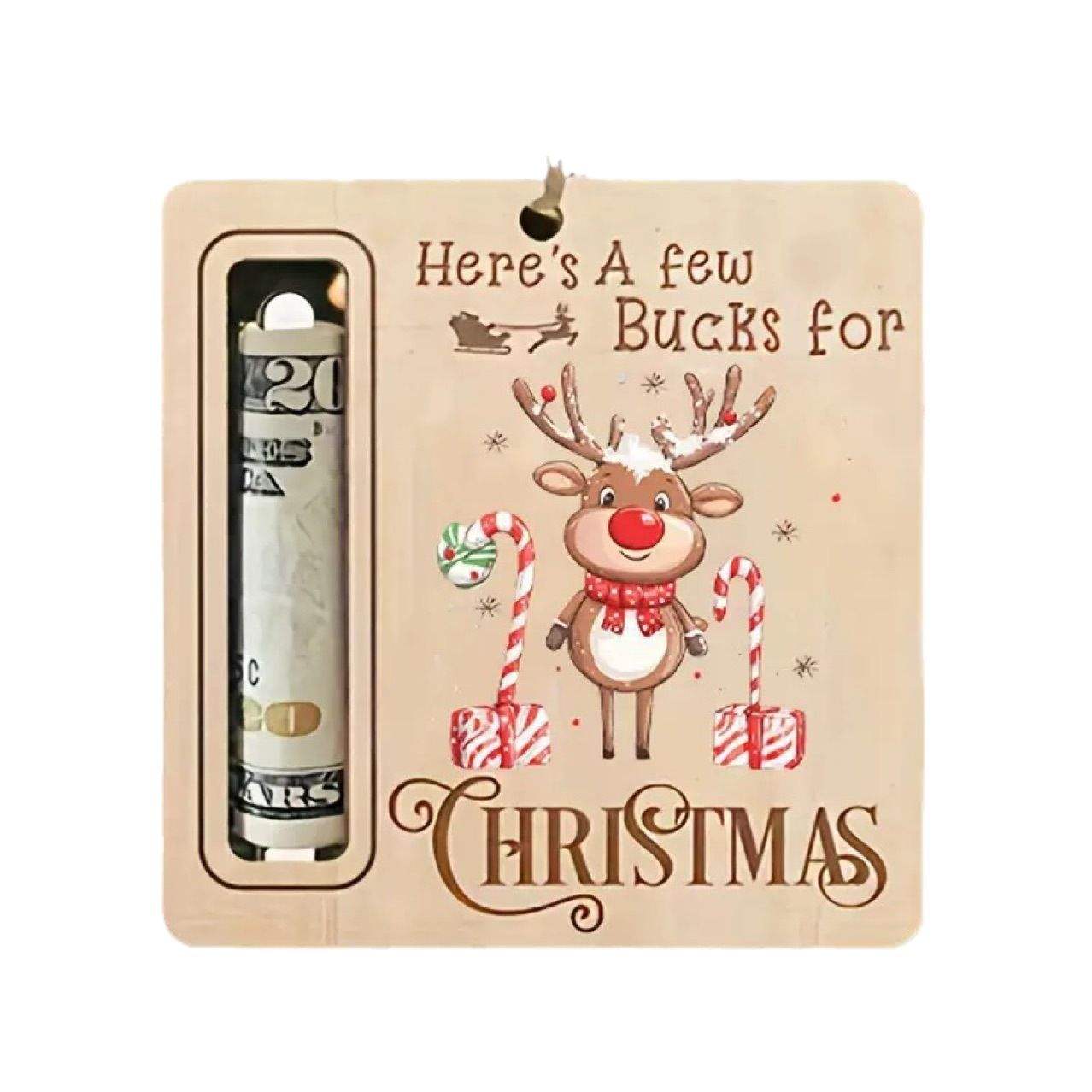 Christmas Money Holder Ornament - Wooden Santa Cash Gift Holder for Holiday Gifting
