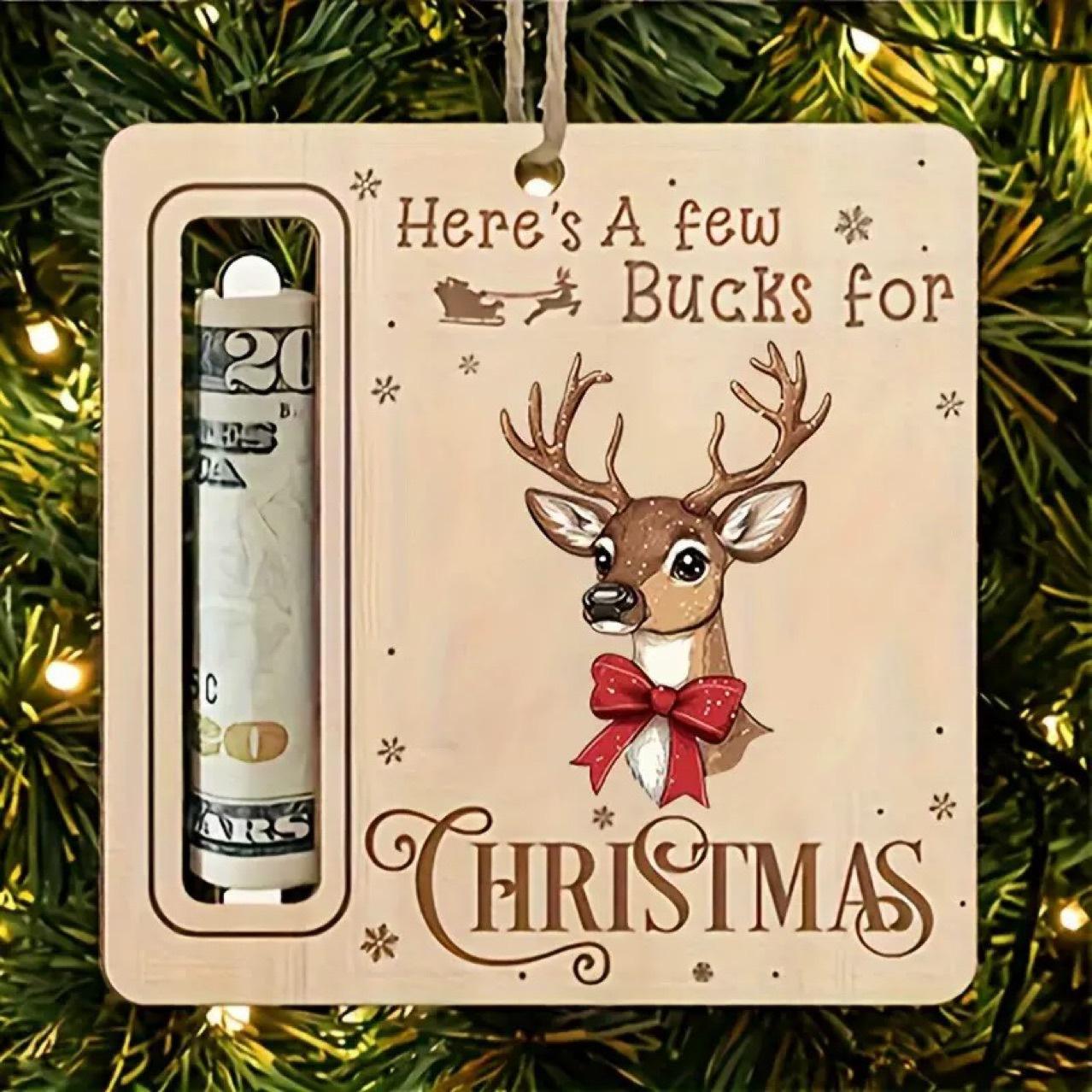 Christmas Money Holder Ornament - Wooden Santa Cash Gift Holder for Holiday Gifting