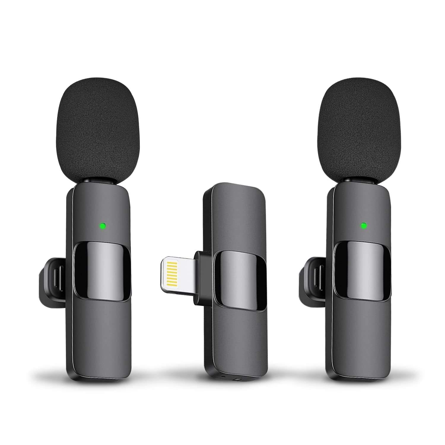 Wireless Lavalier Microphone Set (2 Mics + Receiver) - Plug-and-Play for Smartphones